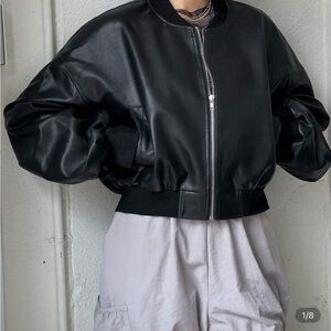 Black Bomber Cropped Jacket